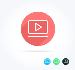 Video Player Long Shadow Icon