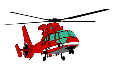 消防ヘリコプター(輪郭あり)