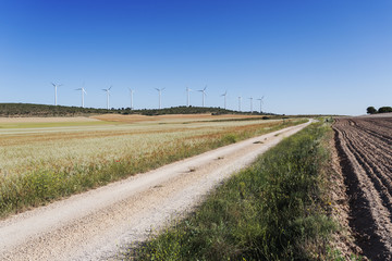 Wind turbines/Wind energy. Castilla-La Mancha, Spain, Europe