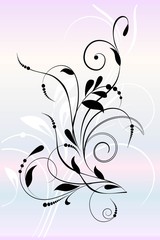 Floral background with decorative branch. Vector illustration.