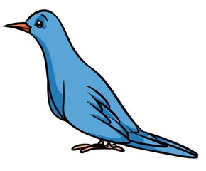 Blue bird cartoon illustration isolated image animal character 