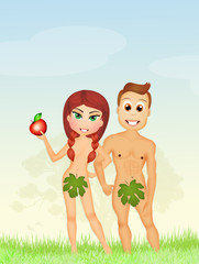 Obraz na płótnie Canvas Adam and Eve in the Eden