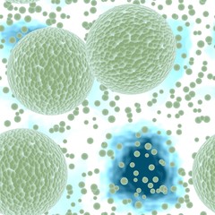 Pathogenic  bacterias or virus spheres in light liquid