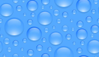 Seamless texture with transparent water droplets. Vector background for your creativity
