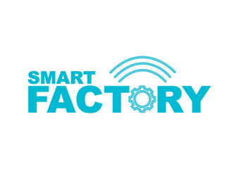 Smart Factory concept logo. Industry 4.0. Automation and data exchange technologies.