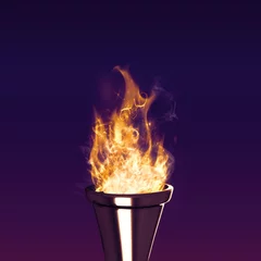 Papier Peint photo Lavable Flamme Image composite du feu olympique