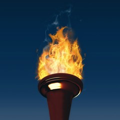 Composite image of the olympic fire - obrazy, fototapety, plakaty