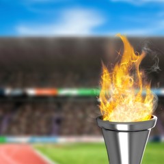 Composite image of the olympic fire