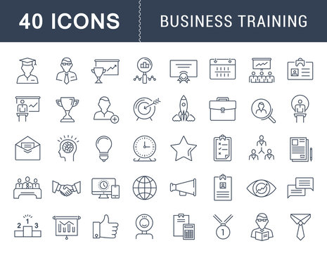 Set Vector Flat Line Icons Business Training