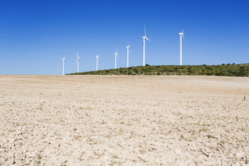 Wind turbines/Wind energy. Castilla-La Mancha, Spain, Europe.
