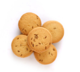 Shortbread cumin biscuit isolated on white background