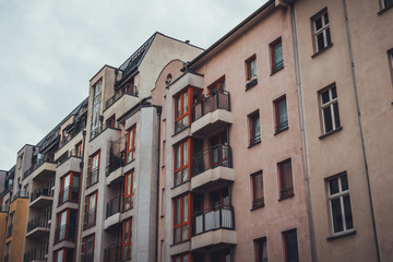 Fototapeta na wymiar old and modern apartment buildings
