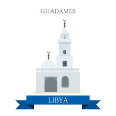 Ghadames in Libya. Flat cartoon web site vector illustration