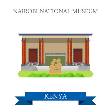 Nairobi National Museum in Kenya flat vector illustration