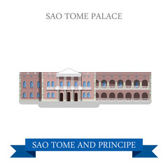 SAO Tome Palace. Sao Tome and Principe Flat vector illustration