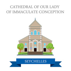 Cathedral of Our Lady of Immaculate Seychelles Flat vector