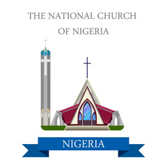 The National Church of Nigeria Flat historic vector illustration