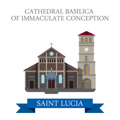 Naklejka premium Cathedral Basilica Immaculate Conception Saint Lucia Flat vector