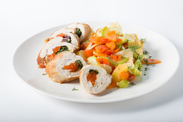 Chicken rolls with ratatouille