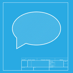 Speech bubble icon. White section of icon on blueprint template.