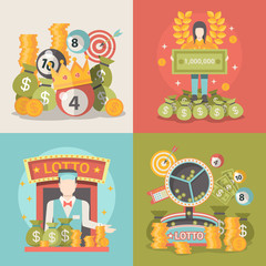 Lucky life concept vector illustration set Fortune People web.
