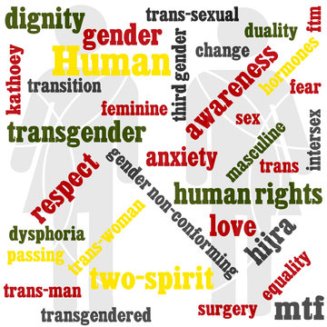 a word graphic with a transgendered theme