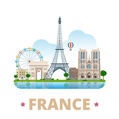 France country design template Flat cartoon style web vector