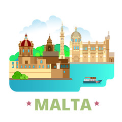 Malta country design template Flat cartoon style web vector