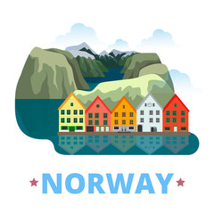 Norway country design template Flat cartoon style web vector