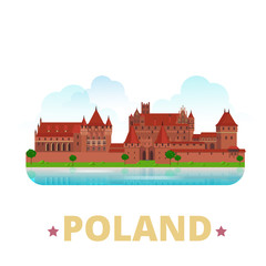 Poland country design template Flat cartoon style web vector