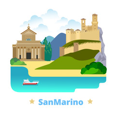 San Marino country design template Flat cartoon style web vector