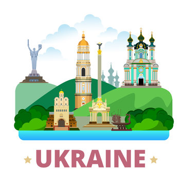 Ukraine country design template Flat cartoon style web vector