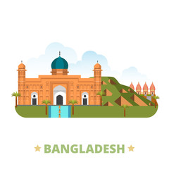 Bangladesh country design template Flat cartoon style web vector