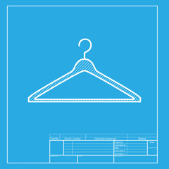 Hanger sign illustration. White section of icon on blueprint template.