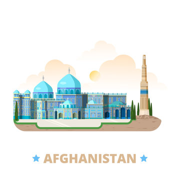 Afganista country design template Flat cartoon style web vector