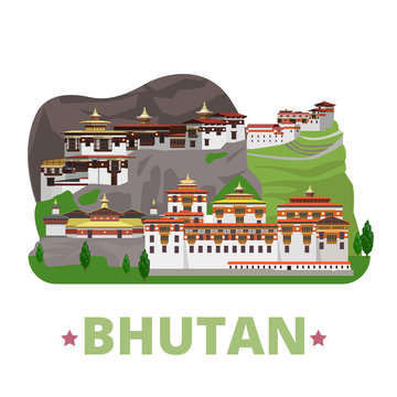 Bhutan country design template Flat cartoon style web vector