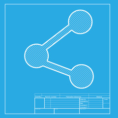 Obraz premium Share sign illustration. White section of icon on blueprint template.
