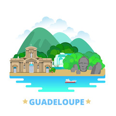 Guadeloupe country design template Flat cartoon style web vector