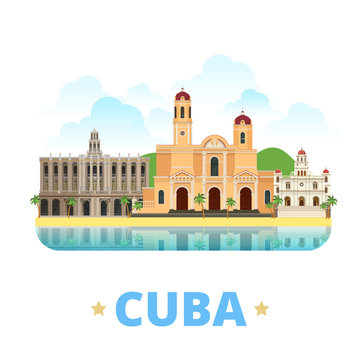 Cuba country design template Flat cartoon style web vector