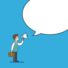 Linear flat line art style business woman chat bubble vector