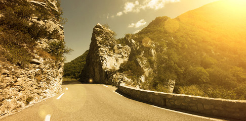 Website banner - road in mountains in summer