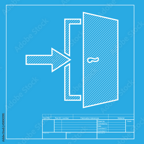 Door Exit Sign White Section Of Icon On Blueprint Template Stock White Section Of Icon On Blueprint Template