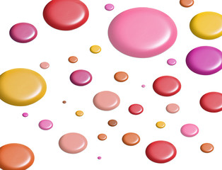 Circles of colourful paint on white background