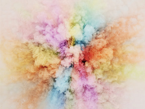 Abstract rainbow colour powder explosion