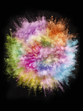 Abstract rainbow colour powder explosion