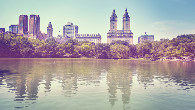 Vintage Toned Photo Of Central Park In New York.