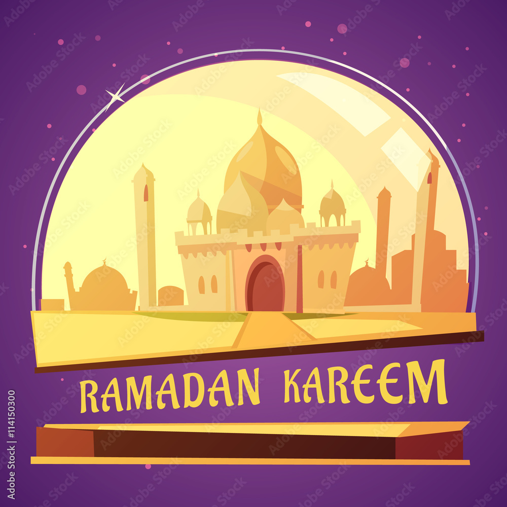 Sticker Ramadan Kareem Mosque Illustration