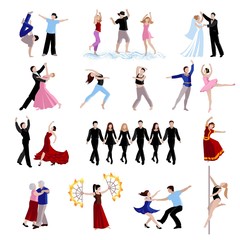 Fototapeta na wymiar Dancing People Icons Set