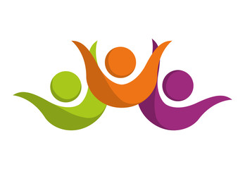 Abstract Pictogram icon. teamwork concept. multicolored vector