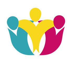 Abstract Pictogram icon. teamwork concept. multicolored vector